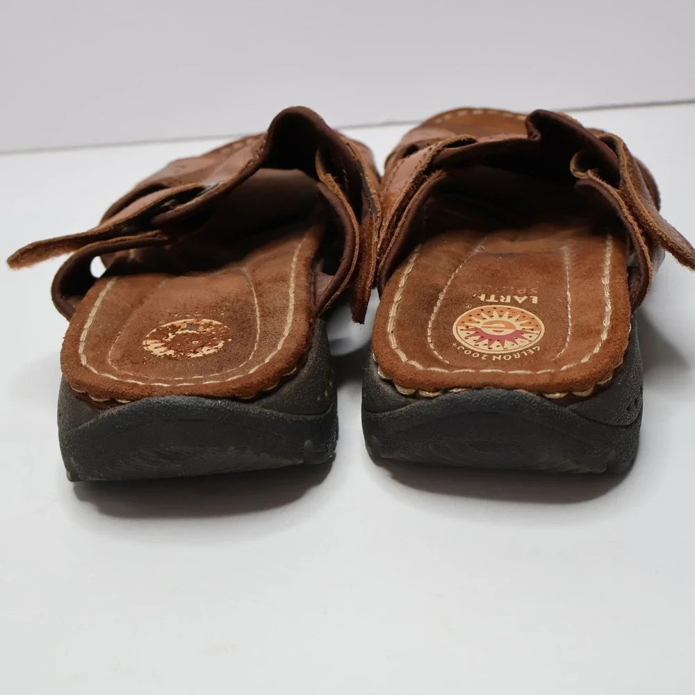 Earth Origins Spirit Gelron 2000 Brown Leather‎ Adj Strap Sandals Mens 9 Shoes